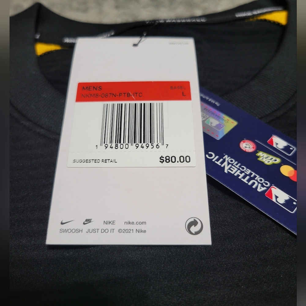Nike Black and Yellow Pirates Long Sleeve Baseball Shirt - Picture 4 of 5